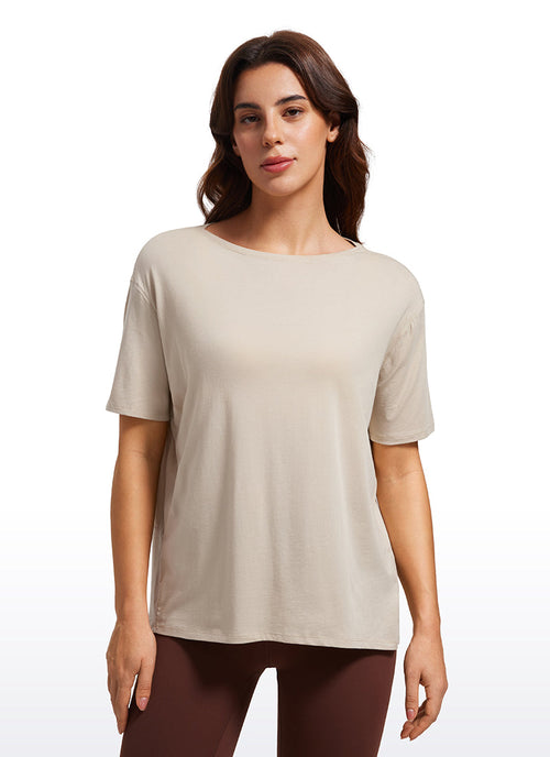 Pima Cotton Short Sleeves Boat Neck