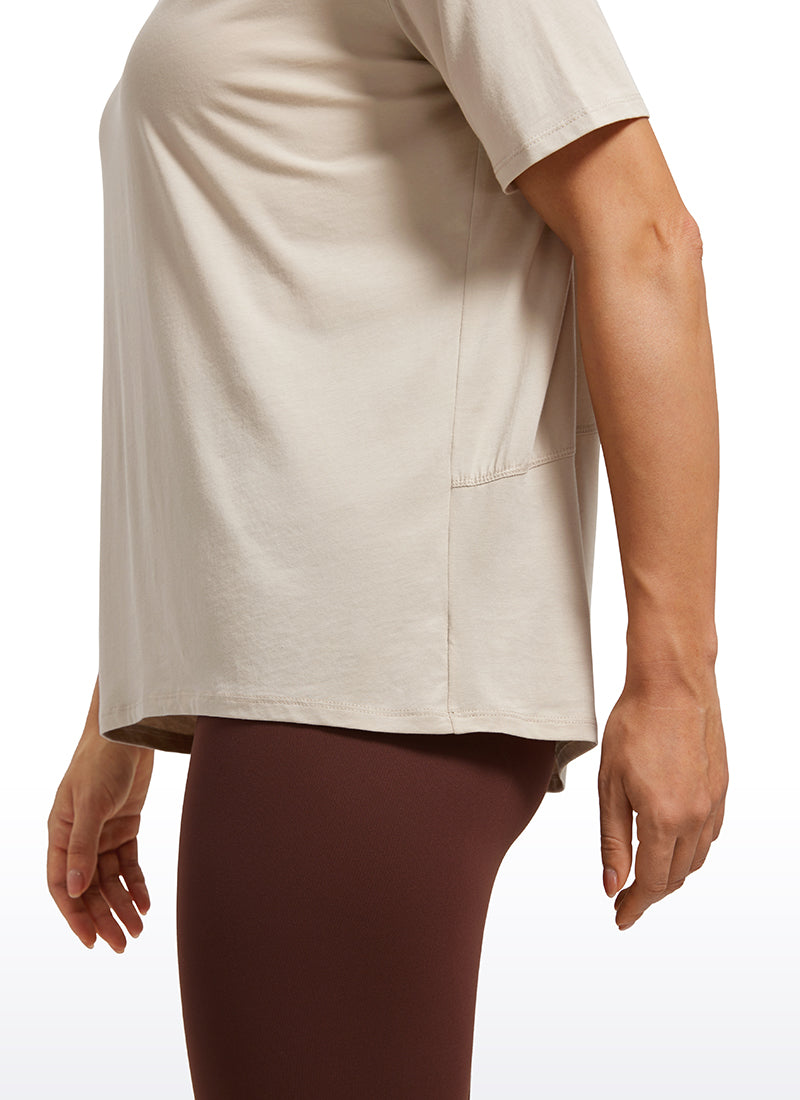 Pima Cotton Short Sleeves Boat Neck