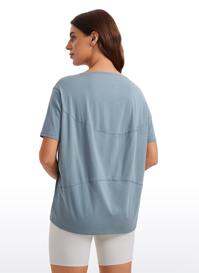 Pima Cotton Short Sleeves Boat Neck