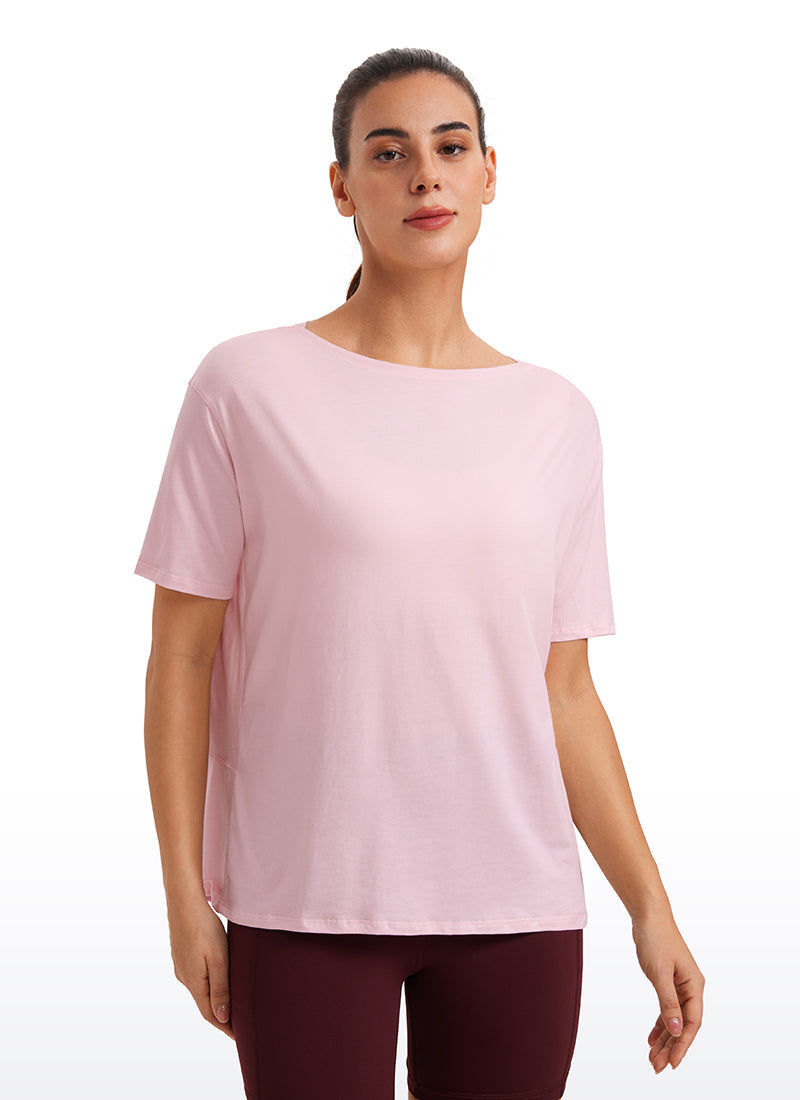 Pima Cotton Short Sleeves Boat Neck