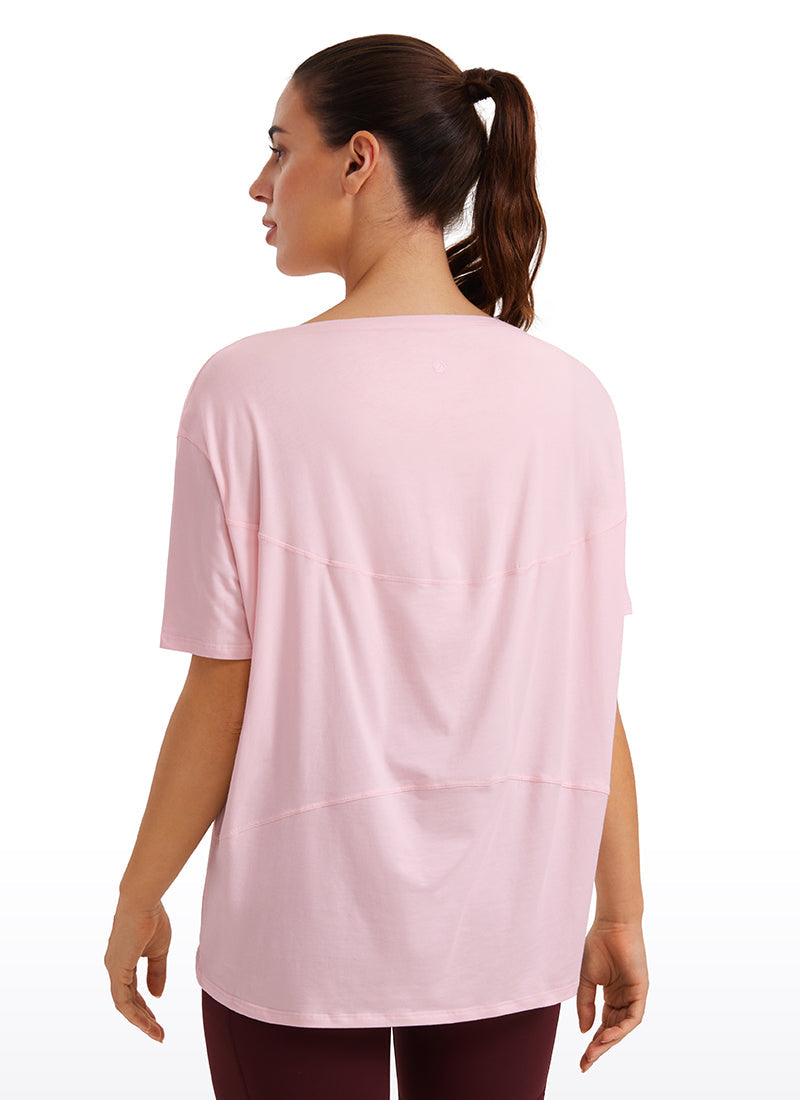 Pima Cotton Short Sleeves Boat Neck