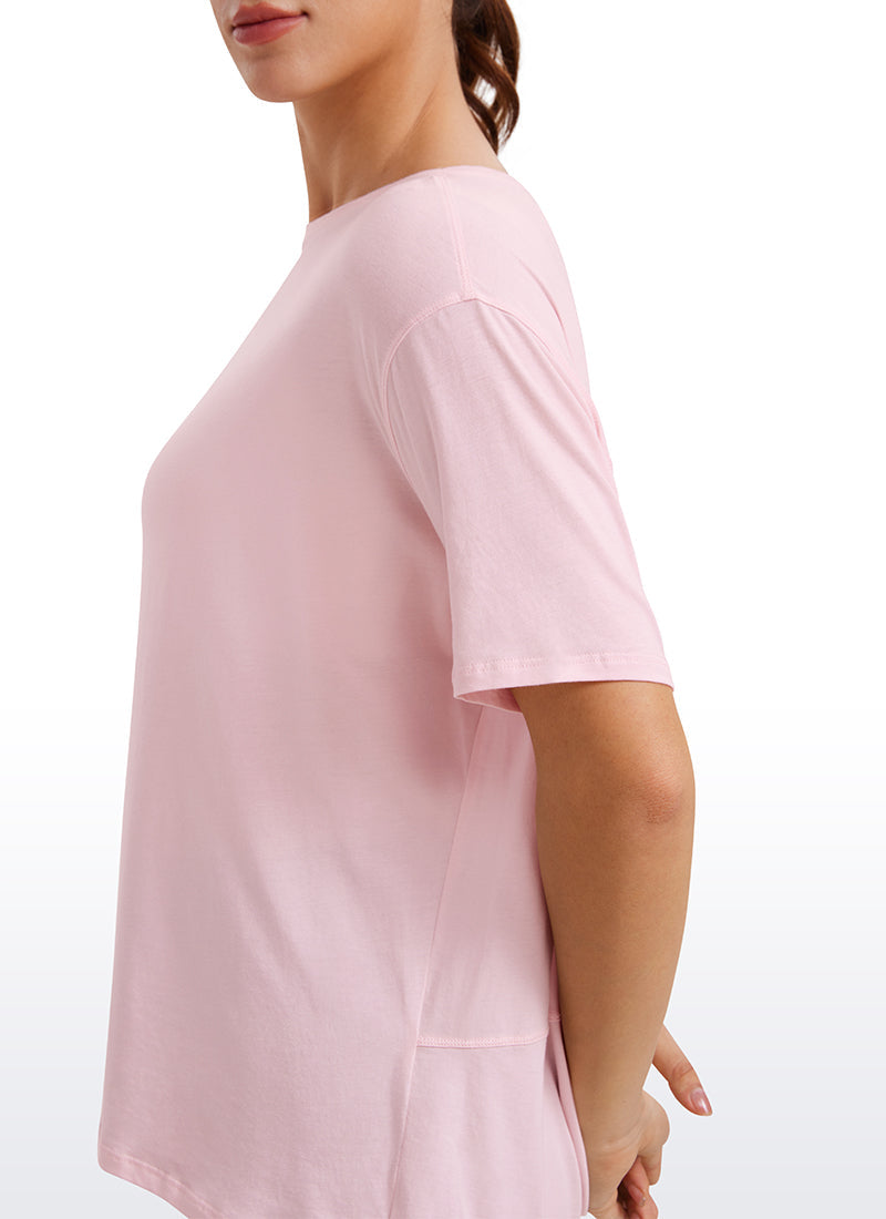 Pima Cotton Short Sleeves Boat Neck