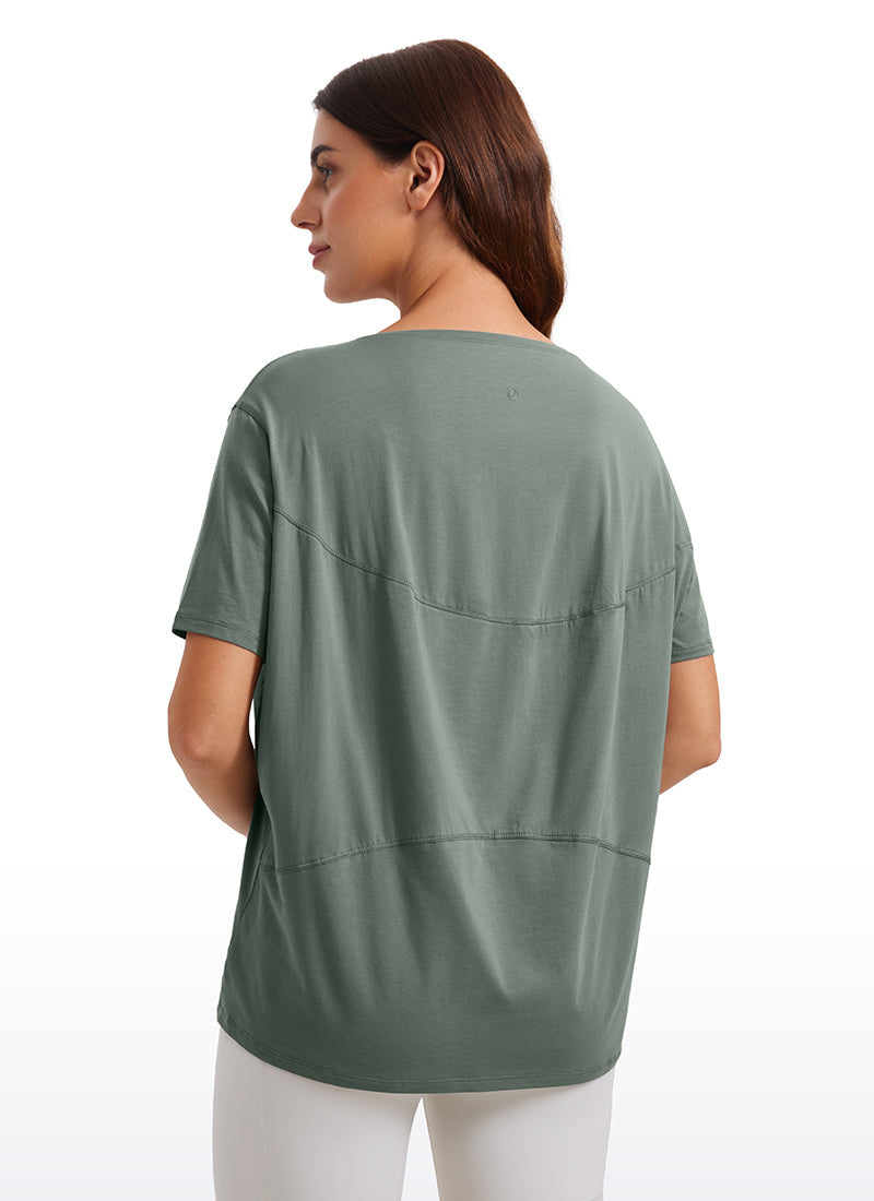 Pima Cotton Short Sleeves Boat Neck