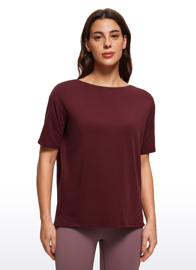Pima Cotton Short Sleeves Boat Neck