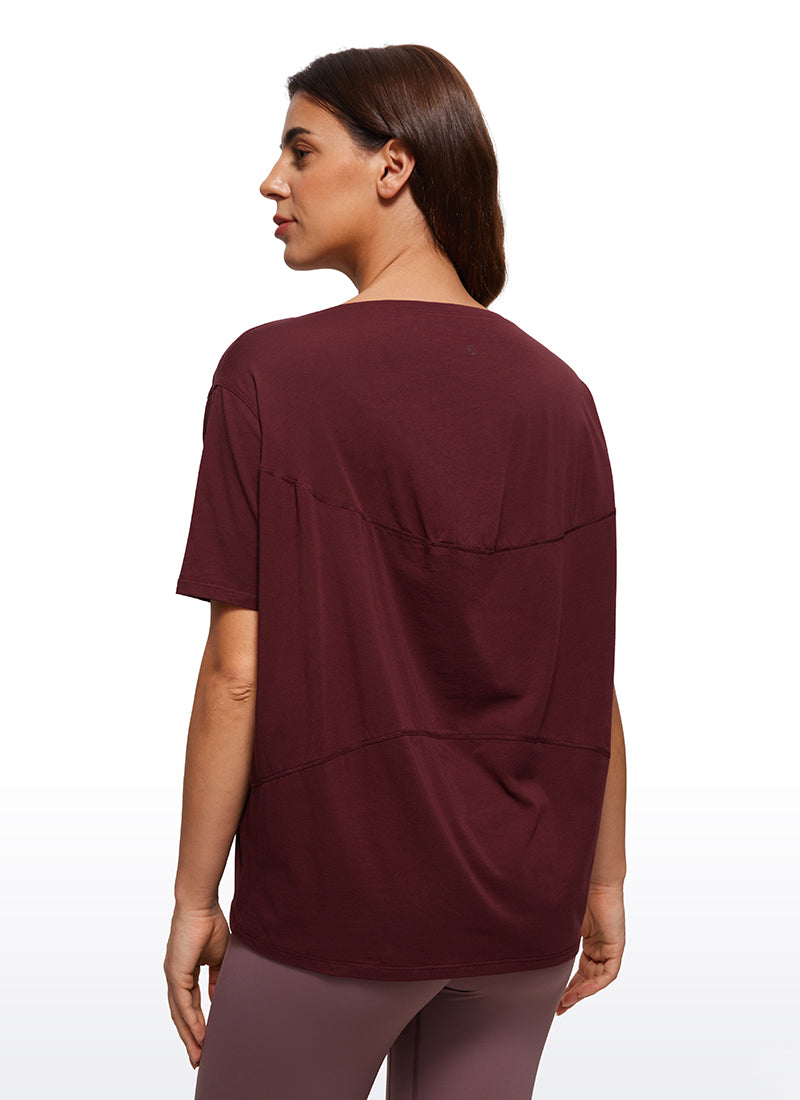 Pima Cotton Short Sleeves Boat Neck