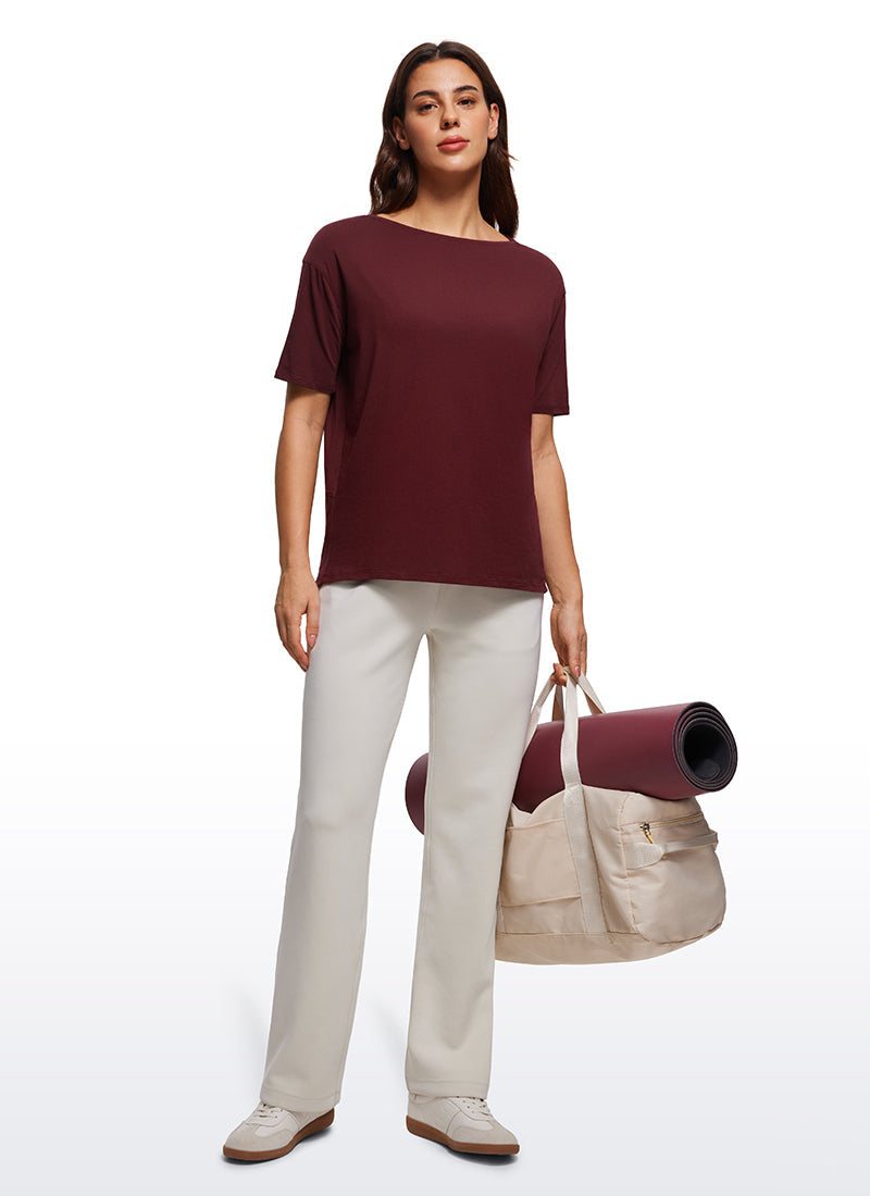 Pima Cotton Short Sleeves Boat Neck