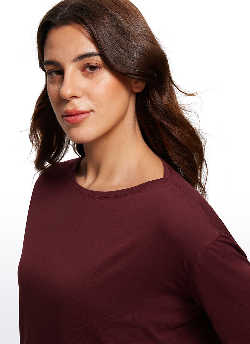 Pima Cotton Short Sleeves Boat Neck