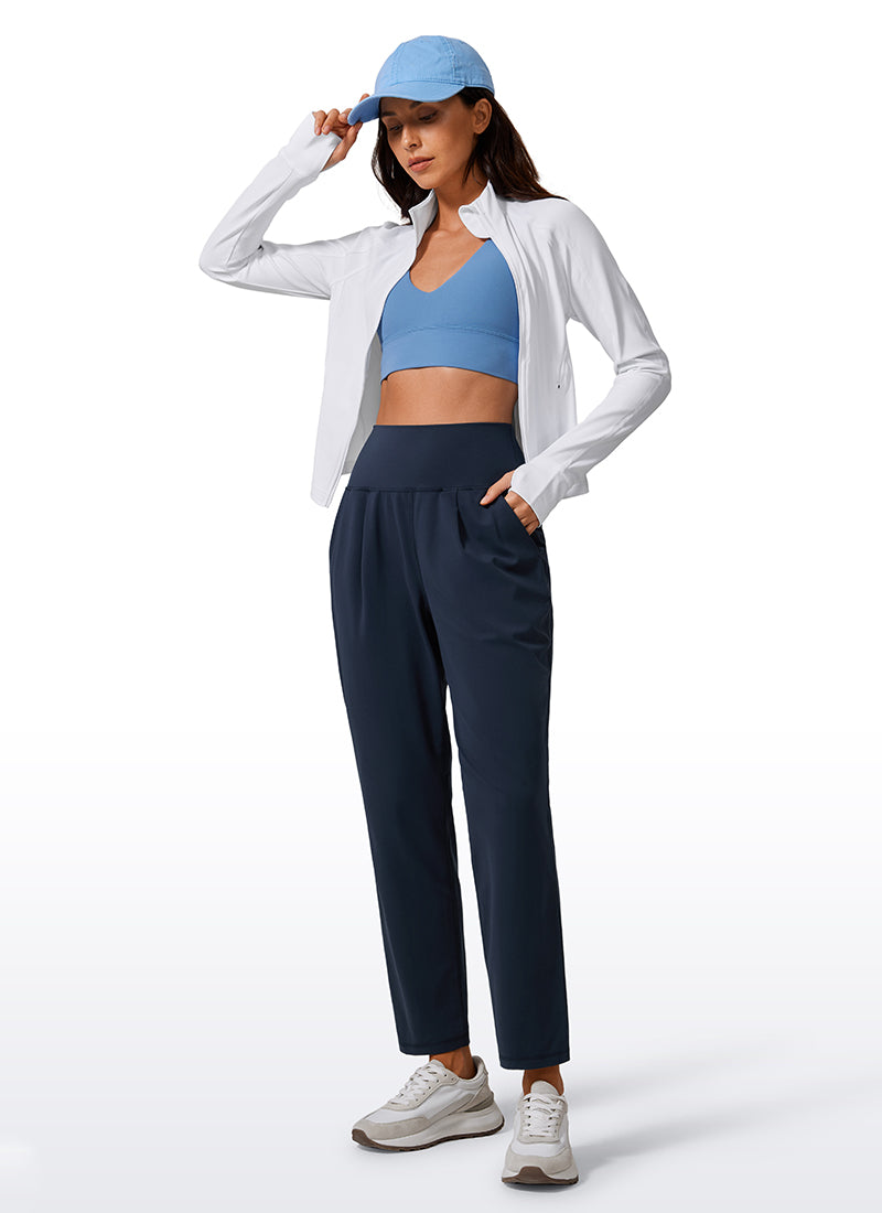 Butterlift Tapered Front Pleated Pants with Pockets 27¡®¡¯