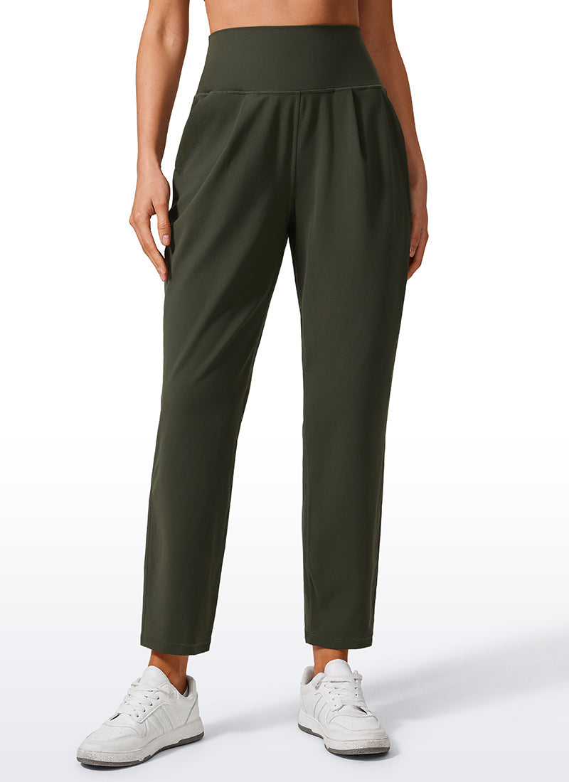 Butterlift Tapered Front Pleated Pants with Pockets 27¡®¡¯