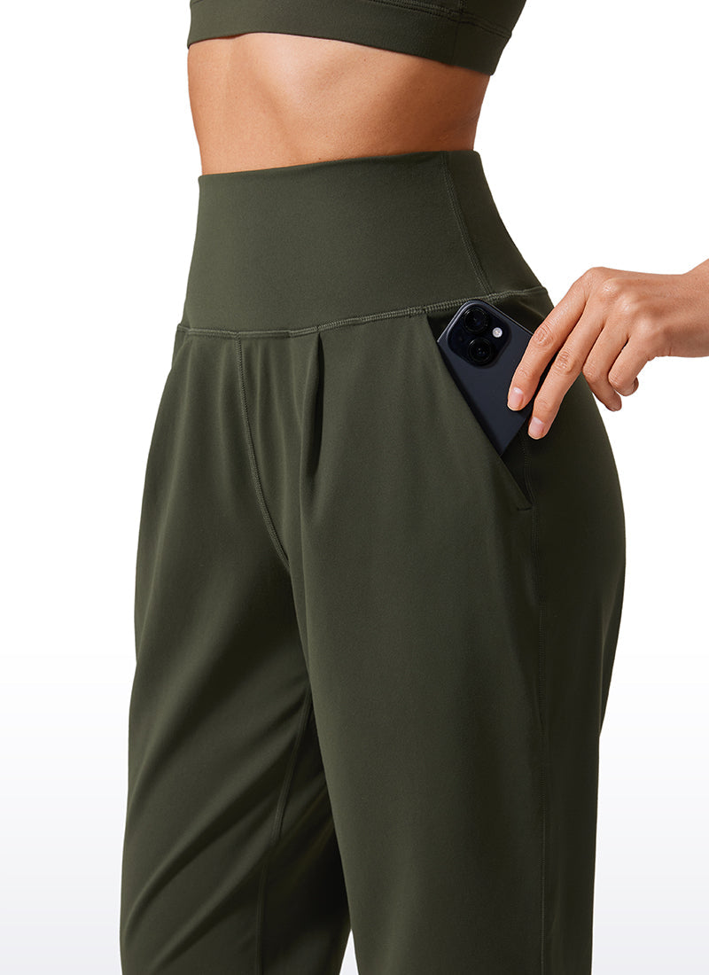 Butterlift Tapered Front Pleated Pants with Pockets 27¡®¡¯