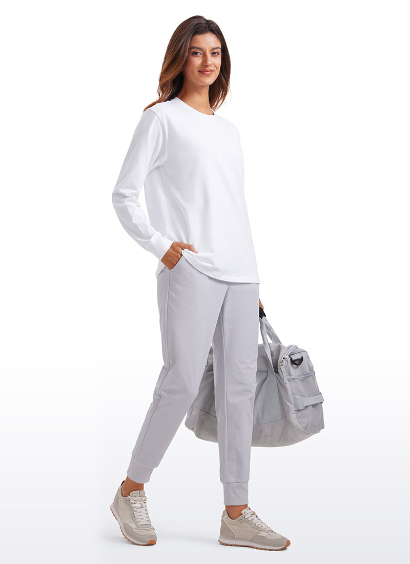 Pima Cotton Long Sleeve Loose Shirts Crew Neck