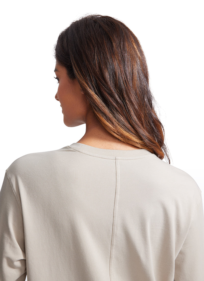 Pima Cotton Long Sleeve Loose Shirts Crew Neck