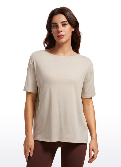 Pima Cotton Short Sleeves Boat Neck