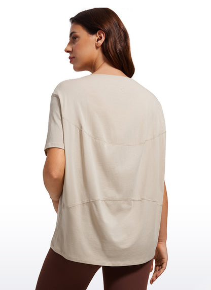 Pima Cotton Short Sleeves Boat Neck