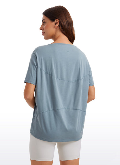 Pima Cotton Short Sleeves Boat Neck
