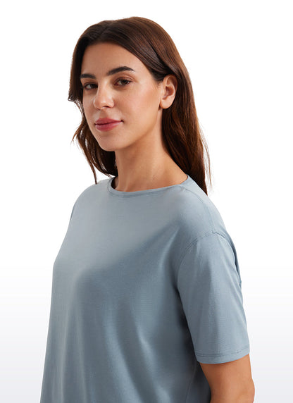 Pima Cotton Short Sleeves Boat Neck