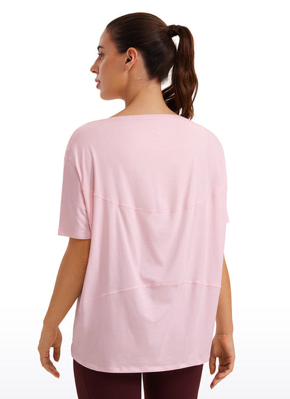 Pima Cotton Short Sleeves Boat Neck