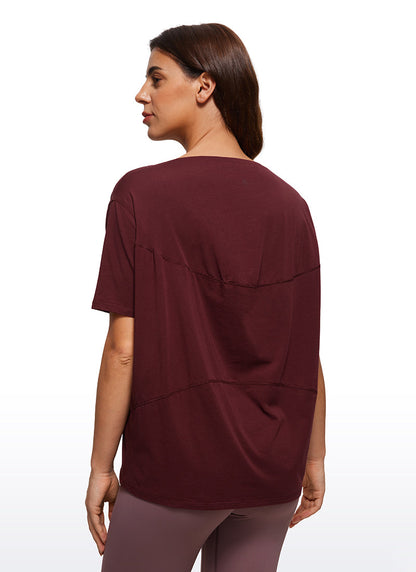 Pima Cotton Short Sleeves Boat Neck