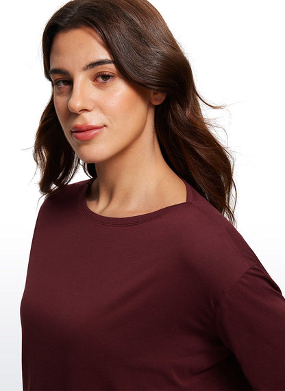 Pima Cotton Short Sleeves Boat Neck